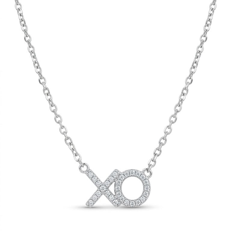 Sterling Silver Pavé Diamond XO Necklace