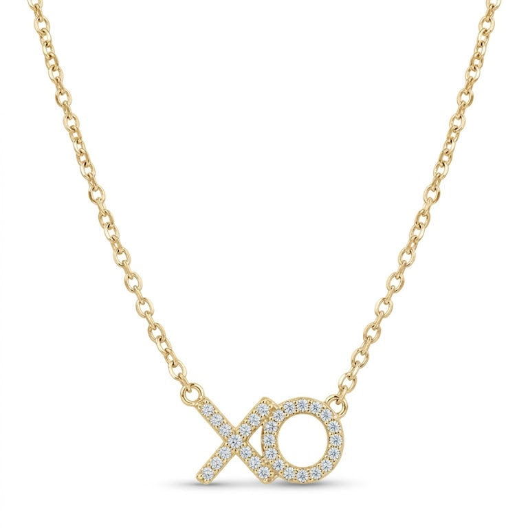 Gold Pavé Diamond XO Necklace