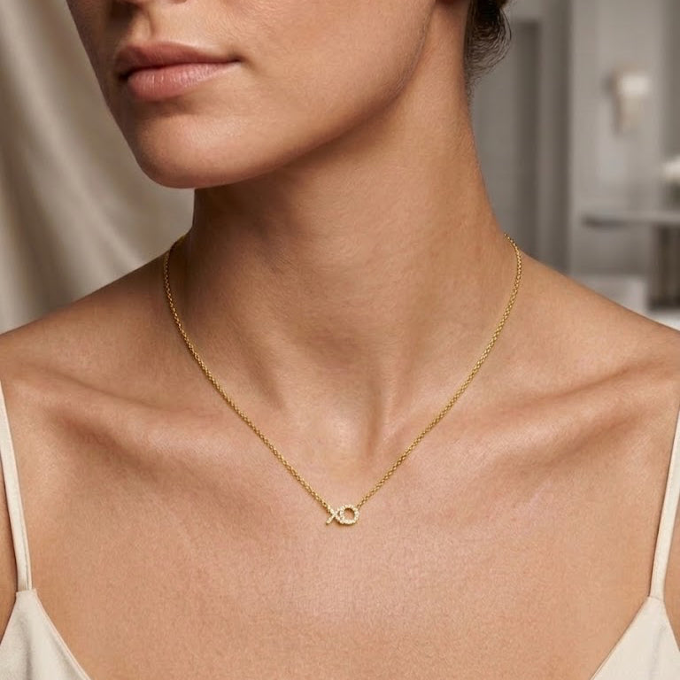 Gold Pavé Diamond XO Necklace