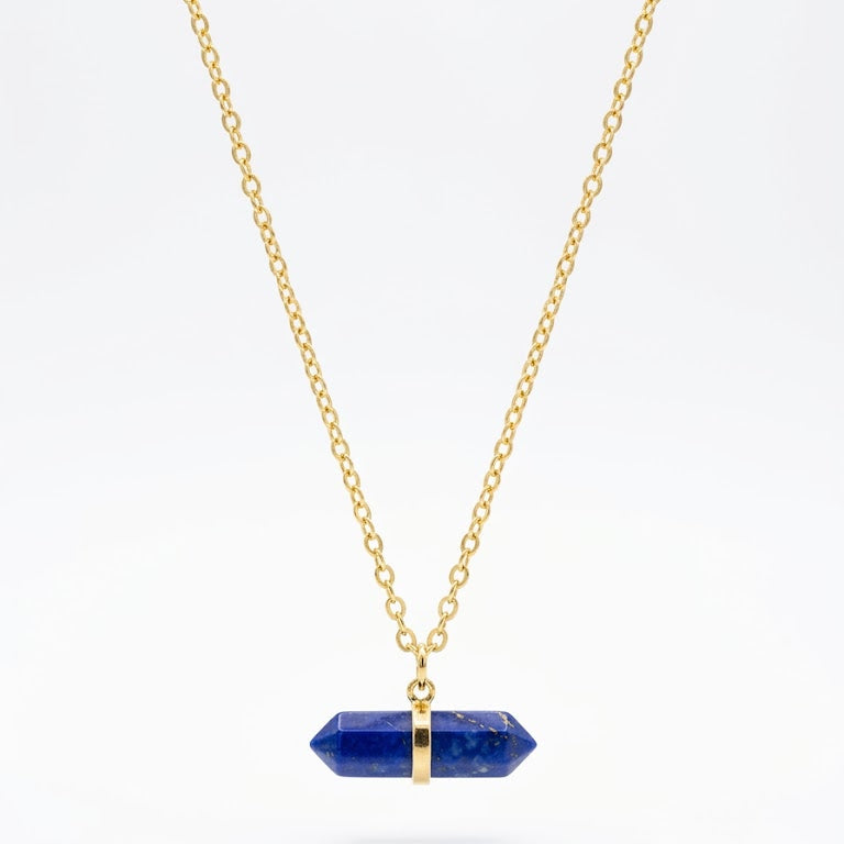 Petite Lapis Lazuli Gold Bar Necklace