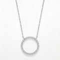 Sterling Silver Pave Diamond Eternity Circle Necklace