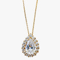 Gold Pear-Cut Diamond Halo Necklace
