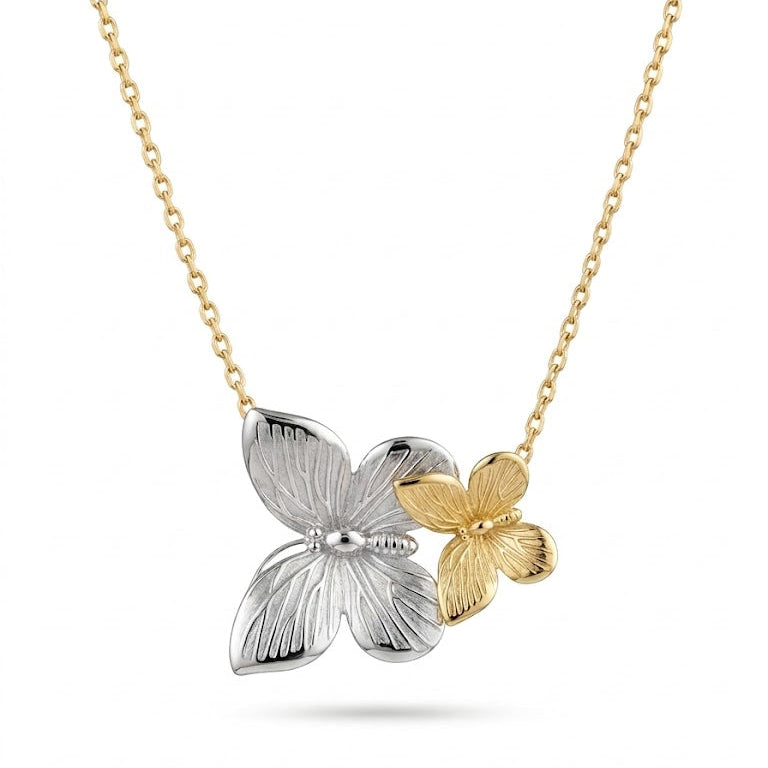 Two-Tone Interlocking Butterfly Necklace