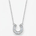 Sterling Silver Baguette Horseshoe Pendant Necklace