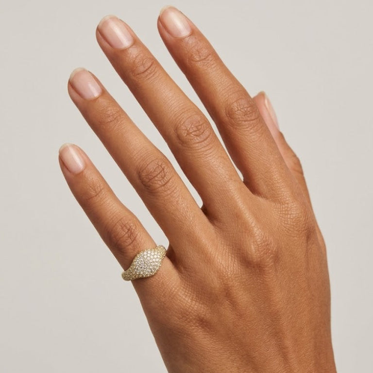 Gold Pavé Dome Pinky Ring