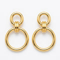 Classic Gold Linked Double Hoop Drop Earrings