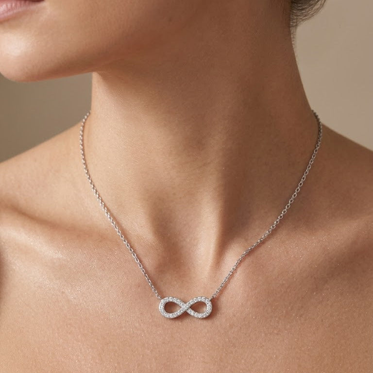 Sterling Silver Pave-Set Infinity Symbol Necklace