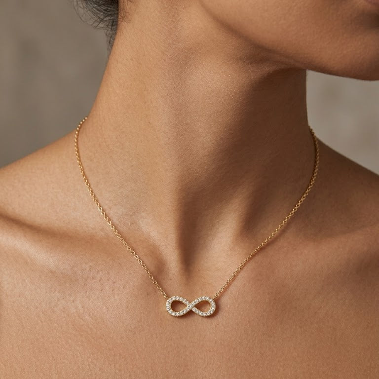 Gold Pave-Set Infinity Symbol Necklace