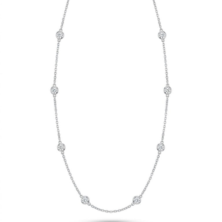 Sterling Silver Bezel-Set Station Necklace
