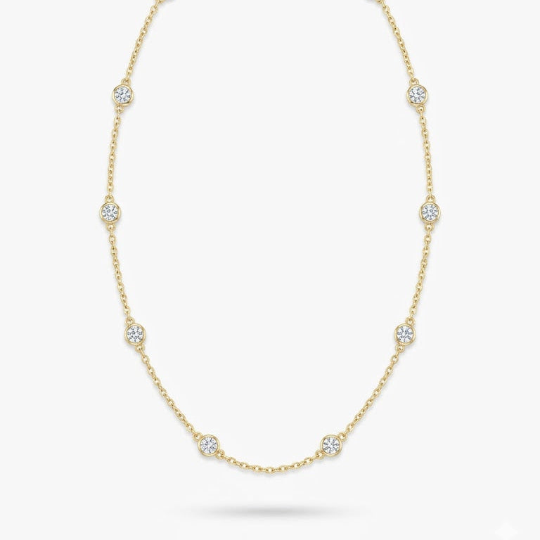 Gold Bezel-Set Station Necklace