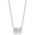 Sterling Silver Round & Pear Cut Diamond Pendant Necklace