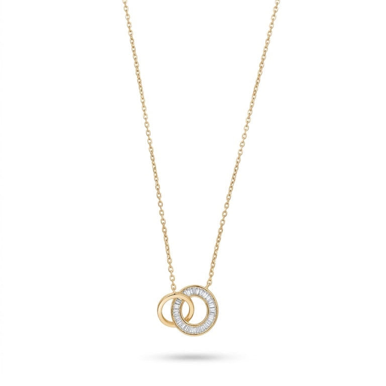 Gold Interlocking Eternity Circles Necklace