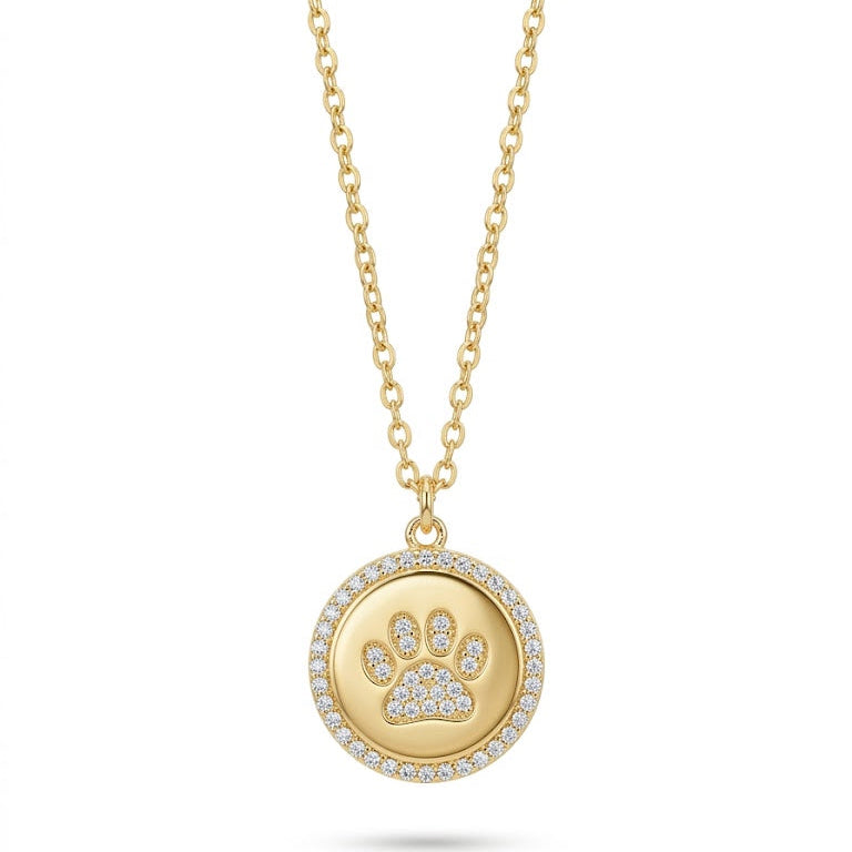 Gold Paw Print Halo Necklace