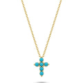 Gold Turquoise Cross Pendant Necklace