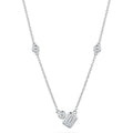 Sterling Silver Emerald-Cut Diamond Station Necklace