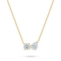 Gold Round & Pear Cut Diamond Pendant Necklace